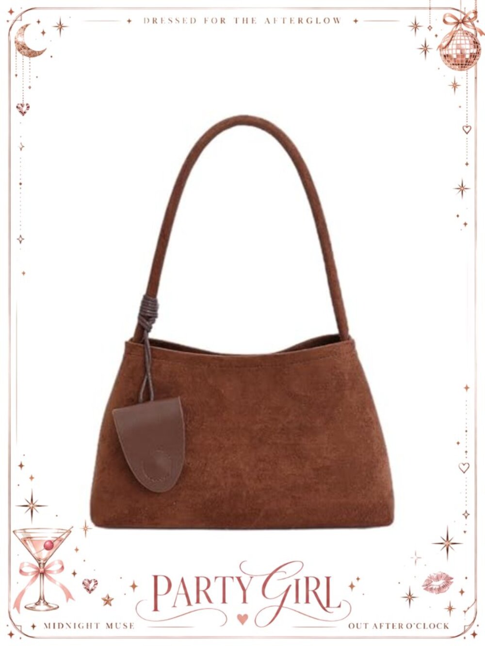 Faux Suede Shoulder Bag 2-Piece Set with Sub-Bag and Eyeglass Case
